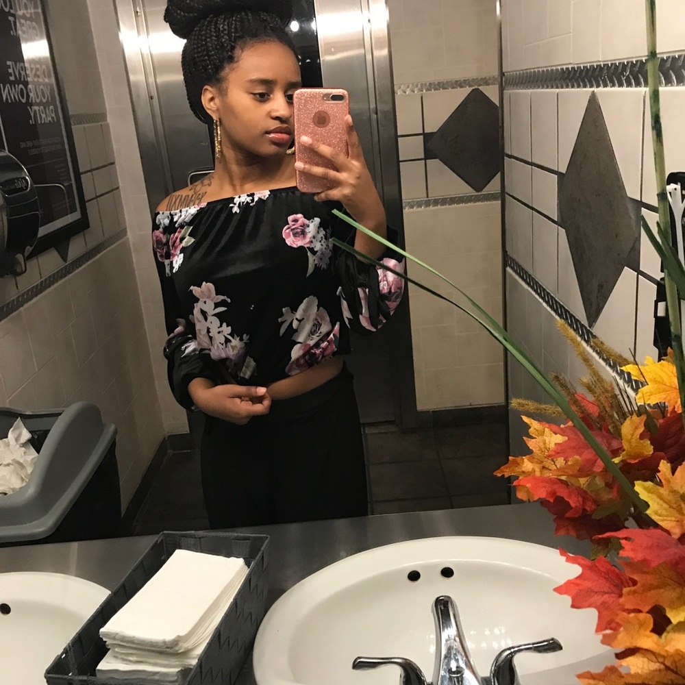 Off the shoulder Floral Shirt & Flare bottom pants